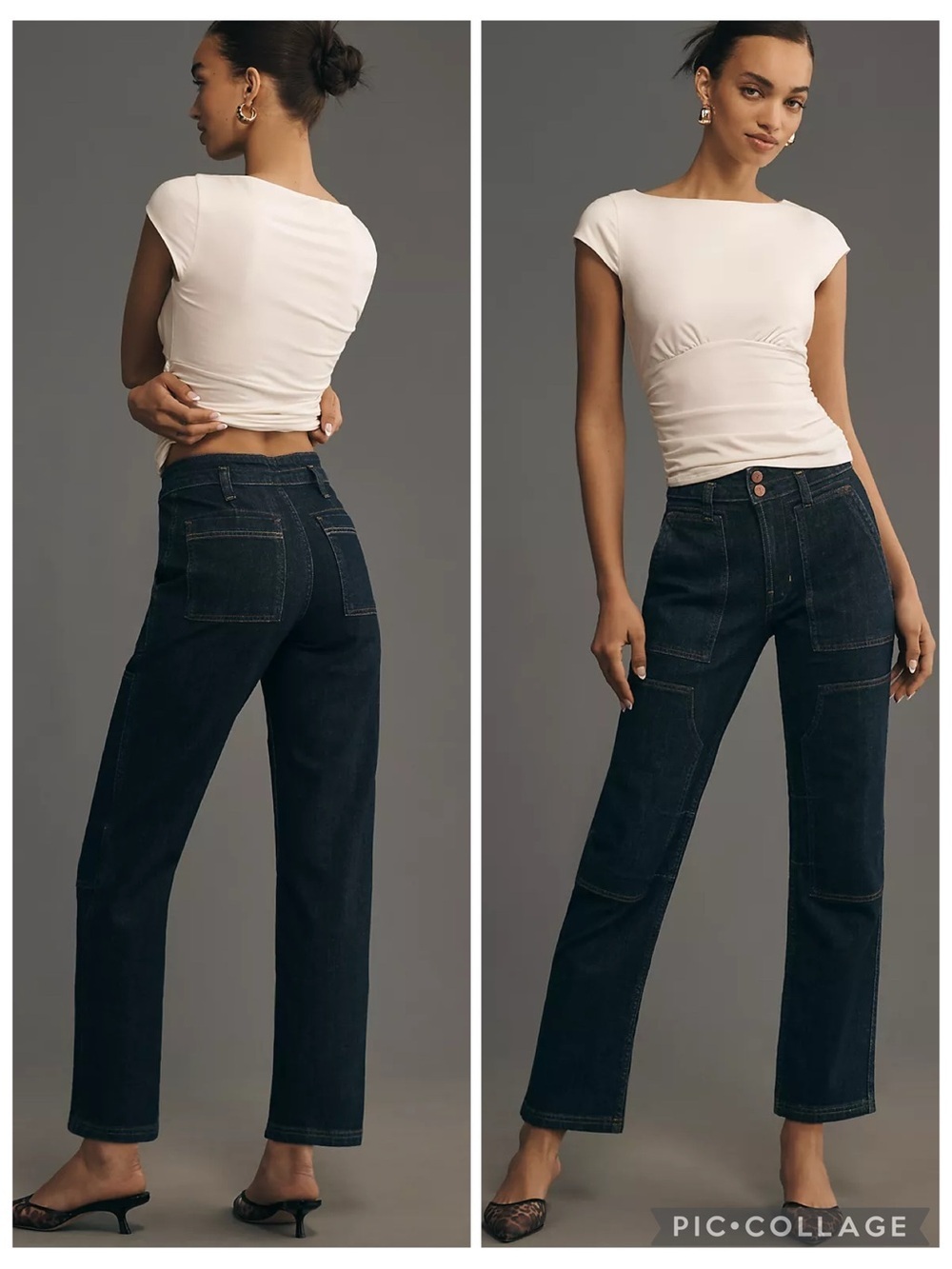 Pilcro Anthropologie The Wanderer Mid-Rise Relaxed-Leg Utility Jeans size 26